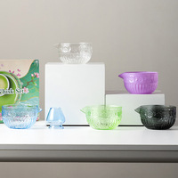 Ensemble Matcha Traditionnel Bleu LH Fait Main avec Cuillère en Verre, Bol à 100 Dents, Bec Verseur, Chasen, Style Japandi, Portable, pour Fêtes, Modèle Chine 6000