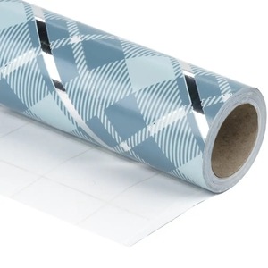 Custom Eco-Friendly Recyclable Plaid <b>Pattern</b> Metallized <b>Paper</b> Roll Double Side Coated PE Waterproof for Gift Craft Offset - Product Image 1