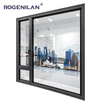 Fenêtre à battant et à bascule en aluminium à rupture de pont thermique Rogenilan, grande vitrée, étanche, avec verre Low-E, pour balcon