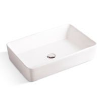Vente en gros usine Chine : Lavabo portable rectangulaire blanc en céramique artistique, style simple, pour salle de bain et toilettes