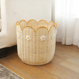 Rattan <b>Storage</b> <b>Basket</b> Circle Shape Eco-Friendly Handmade For Home Decor Toy <b>Storage</b> - Product Image 1