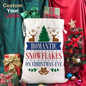 Sac en toile de coton personnalisé avec logo pour emballage cadeau de Noël, idéal pour les cadeaux de fête et le rangement de bonbons - Product Image 1