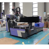 Mesin Bor CNC Router Horizontal 4*8ft dengan Pengganti Alat Otomatis untuk Pengerjaan Kayu Furnitur 9kw Berpendingin Udara