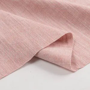 Stok pabrik kain tenun slub herringbone kain bertekstur 70 katun 30 kain campuran linen untuk kemeja garmen pria