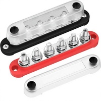 Barre omnibus 12V 48V en cuivre et acier inoxydable 150A, bornes à 6 pôles, bloc de distribution d'alimentation avec couvercle pour automobile et bateau