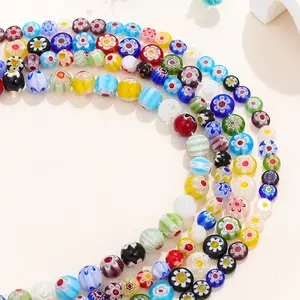 Hot sale Round flower shape thousand flower glass pattern loose beads for accessories