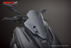 Parabrisas Deportivo KOSO para SYM New DRG BT 158, Kit Deflector de Aire Delantero de PC con Soporte de Acero, Deflector de Viento Negro - Product Image 4
