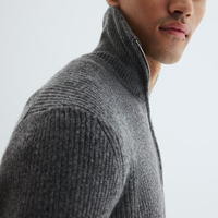 Pull en tricot à col mi-zippé à manches longues pour homme, style classique décontracté