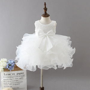 Robe <span class=keywords><strong>tutu</strong></span> blanche de style britannique pour filles de 1 an, robe de fête d'anniversaire mignonne pour bébé fille, robe d'été en tulle moelleux pour enfant avec bo - Product Image 6