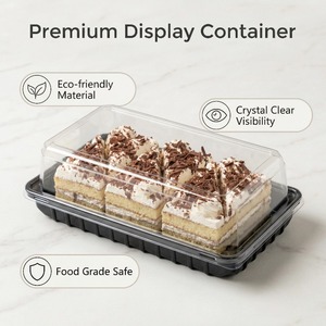 Rechteckiger Lebensmittelechter PET/HIPS Kunststoffbehälter für Brot Gebäck Dessert Kuchen Blisterverpackung (Anpassbar) - Product Image 5