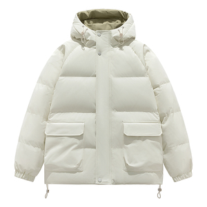 Chaqueta acolchada de plumón con logo personalizado para niños, nueva colección de invierno, holgada y cálida, estilo pareja, tendencia Aozi Hong Kong, gruesa con capucha. - Product Image 1