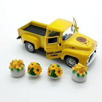 Modèle de camion en métal tournesol, ornement de voiture vintage, décoration tournesol, cadeau d'anniversaire