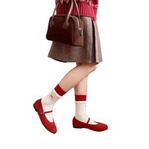 Japanese Style Christmas Fleece <b>Socks</b> Mid Calf <b>Wool</b> Warmth Autumn Winter Red Snowman Pattern - Product Image 4