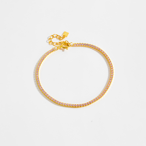 Fuamay Bán Buôn Đầy Màu Sắc Quần Vợt Vòng Đeo Tay Trang Sức 18K Vàng Mạ 925 Sterling Silver 1.5Mm CZ Trắng Màu Xanh Lá Cây Màu Hồng Tennis Vòng Đeo Tay - Product Image 4