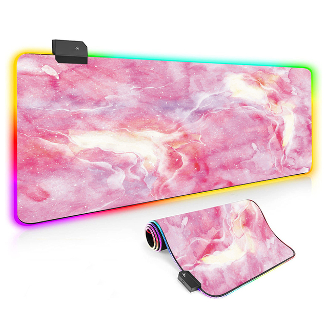Custom Desk Playmats Gray or pink LED Large Light RGB Mouse and Keyboard Pad Gaming Mousepad XXL Rgb Mouse Pad