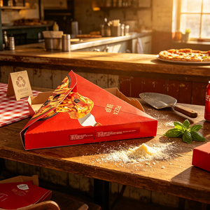 Boîte à <span class=keywords><strong>pizza</strong></span> individuelle auto-érectible de 6 pouces en papier couché imprimé sur mesure pour 1/6 de <span class=keywords><strong>pizza</strong></span>, jetable et portable - Product Image 1