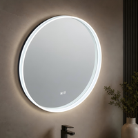 Miroir de salle de bain LED moderne, étanche, avec meuble flottant, vasque en céramique et bois massif