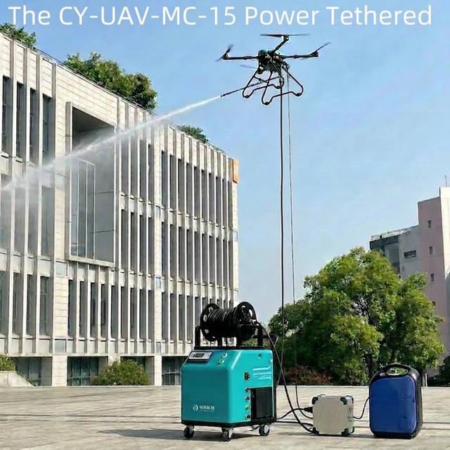 CY-UAV-MC-15 Power Tethered Water Tethered Industrial Cleaning Drone 1000m2/h Efficient Building Facade Cleaning 6-axis 6-rotor