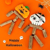 Mainan Kucing Boneka Tengkorak dan Labu Halloween dengan Tongkat Silvervine untuk Digigit dan Dimainkan Sendiri