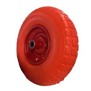 Ruedas de espuma de PU sólidas y sin cámara 4.00-6 con llanta de acero para carretillas de jardín y carros de mano - Recurso de fábrica - Product Image 1