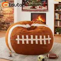 OTAUTAU Penutup Bean Bag Rugby Bulu Domba Imitasi Anak-anak/Dewasa Musim Dingin Natal DD227-1 Tanpa Isian Di Dalam Perlu Membeli Isian Sendiri
