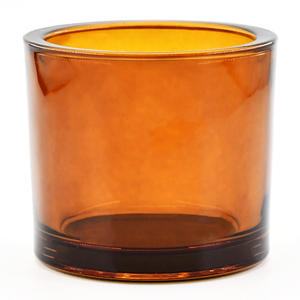 ขวดแก้วใสสีเหลืองอำพันหนาสำหรับทำเทียนพร้อมฝาไม้ ราคาส่งถูก - Product Image 5