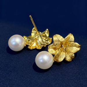 Accessoires en perles DIY 22688DIY, support vide pour boucles d'oreilles en argent S925, or/argent, boucles d'oreilles avec pendentif de 8 à 13 mm, boucles d'oreilles tendance - Product Image 3