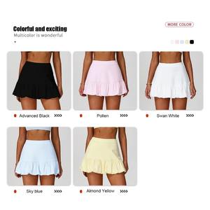 TN1859 şık Hollow-Out geri yüksek destek spor sutyen pilili Hem Golf şort cepler ile Skorts tenis etek 2 parça Set - Product Image 5