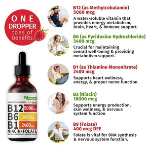Gotas Orales de Complejo <span class=keywords><strong>B</strong></span>, Vitaminas B1, B6 y <span class=keywords><strong>B12</strong></span> Naturales y Orgánicas de Marca Privada Acentiallabs para Adultos, Mejoran la Inmunidad - Product Image 2