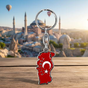 Porte-clés souvenir personnalisé avec drapeau et carte de Turquie en métal - Product Image 3