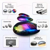 Offre Spéciale : Miroir Sculpté de Luxe en Acier Inoxydable Effet Galet Iridescent, Couleurs Arc-en-ciel Changeantes, pour Jardin, Parc, Hôtel, Place Publique, Taille Personnalisée, OEM