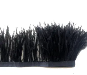 Dyed HS-48 cheap feather products trim 810cm ribbon fringe for sewing feathers ostrich trim for Garment Skirt Dress