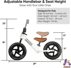 Vélos pour enfants de 1 à 6 ans avec cadre en acier renforcé, vélos pour garçons et filles, vélo d'équilibre pour enfants en bas âge - Product Image 4