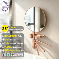 Miroir de salle de bain multifonctionnel transparent en acier inoxydable, miroir de chambre personnalisable, miroir mural rond moderne