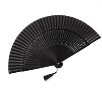Éventail pliant en bambou noir pour femme peint à la main scène de danse classique ancienne pour décorations de mariage chinois populaire
