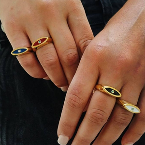 Bague pour les <span class=keywords><strong>yeux</strong></span> en gros de haute qualité en acier inoxydable 316L bague de bijoux de doigt <span class=keywords><strong>grec</strong></span> avec des <span class=keywords><strong>yeux</strong></span> turcs pour la protection - Product Image 1