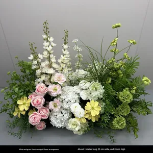 Allée de mariage artificielle soie fleur rangée décoration scène arrangement floral zone de bienvenue fausses fleurs affichage réaliste - Product Image 4