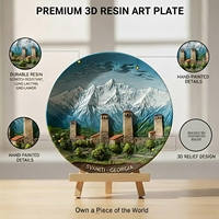 Assiette Souvenir 3D Personnalisée en Résine – Paysages Mondiaux (Paris, Londres, Rome, New York) – Plat Décoratif avec Support pour Maison, Bureau, Cadeau
