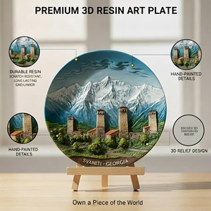 Assiette Souvenir 3D Personnalisée en Résine – Paysages Mondiaux (<span class=keywords><strong>Paris</strong></span>, Londres, Rome, New York) – Plat Décoratif avec Support pour Maison, Bureau, Cadeau - Product Image 4