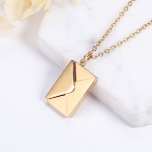 Waterproof Hypoallergenic <b>Long</b> Stainless Steel <b>Necklace</b> Women's <b>Gold</b> Plated Fine Jewelry Envelope <b>Necklace</b> for Women - Product Image 3