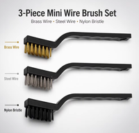 Lot de 3 mini-brosses métalliques DIY avec manche en plastique courbé, poils en acier et nylon, pour l'élimination de la rouille, le nettoyage des interstices et le polissage des métaux