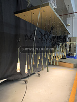 Pendentif goutte de pluie en laiton créatif éclairage larme cristal transparent lustre moderne en verre lumières pour salle à manger
