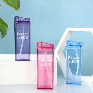 Изготовленным на заказ логосом утечек квадратные бутылки воды Кубок 3 вида цветов 2022 герметичный открытый пластиковые бутылки с водой чашки бутылка для воды с трубочкой