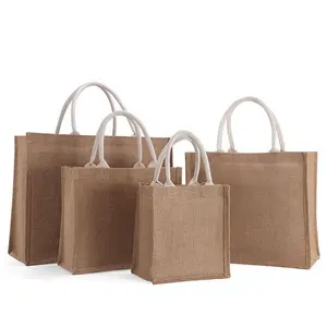 India Bangladesh Manufacturers Used Handmade Gift Beach Carrier Canvas Burlap Jute Fabric Gunny Sack Shopping Tote Bags