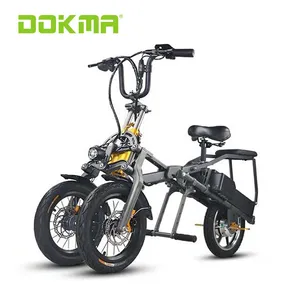 Dokma-Batería de 36V para adultos, bicicleta eléctrica de equilibrio de tres ruedas, plegable, de montaña