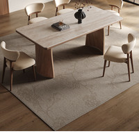 Ensemble de table à manger de style moderne et luxueux, base stable, plateau en bois massif et pierre, traditionnel, écologique, 6 places
