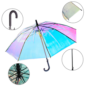 Ovida Laser changement de couleur irisé Transparent <span class=keywords><strong>parapluie</strong></span> Transparent dégradé coloré plastique PVC <span class=keywords><strong>paillettes</strong></span> <span class=keywords><strong>parapluie</strong></span> - Product Image 2