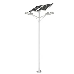 galvanised led solar powered street light with pole and battery 8m street lighting pole price with solar panel
