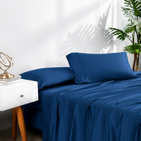 Ensemble de housse de couette en coton 100% pour lit queen size, 200TC, satiné, écologique, doux, luxueux, qualité hôtel 5 étoiles, respirant, bleu foncé