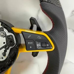 Volante de cuero de fibra de carbono para <span class=keywords><strong>Audi</strong></span> R8 Tt Mk2 Mk3 B8 RS TTS Ttrs <span class=keywords><strong>Rs3</strong></span> Rs6 RS4 RS5 RS7 A3 D3 A4 A5 A6 C6 A7 A8 Q3 Q5 Q7 - Product Image 3